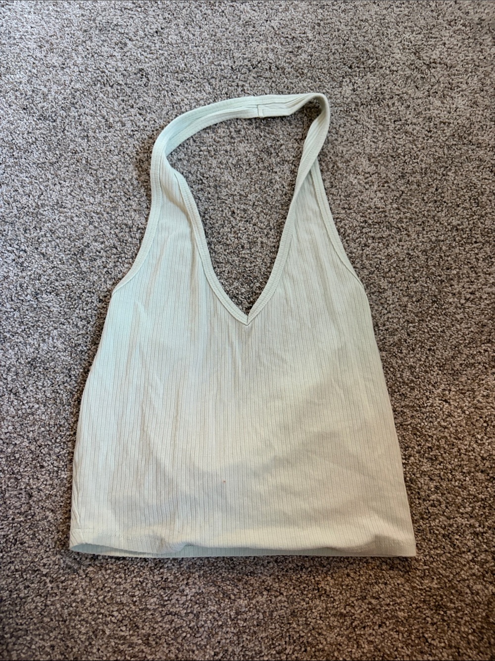 Tilly's Light Sage Ribbed Halter V-Neck Tank